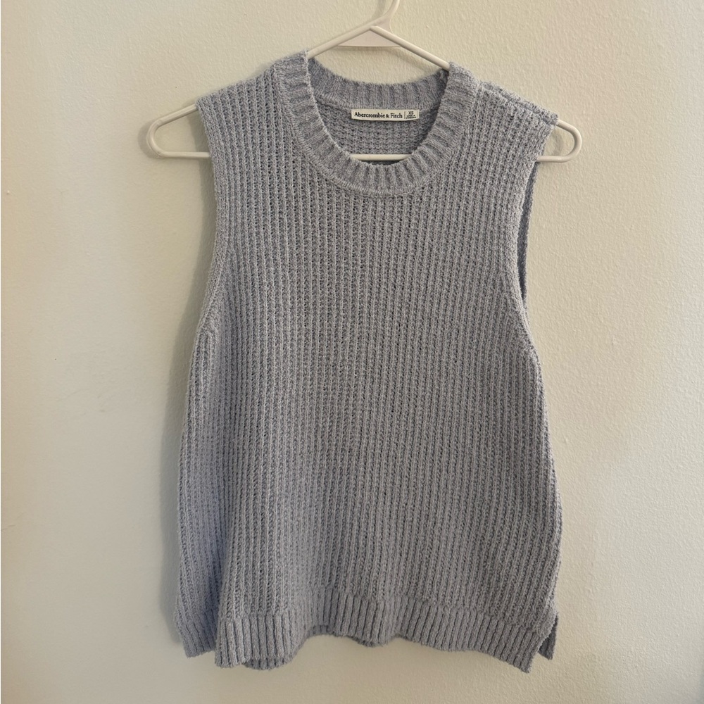 Abercrombie & Fitch Heathered Light Blue Knit Vest Top